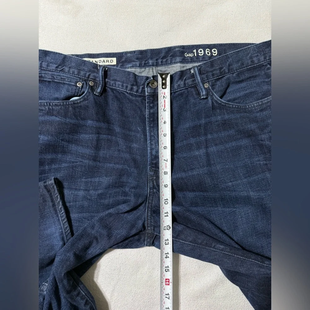 Gap 1969 Jeans Mens 40x33 Blue‎ Standard Straight Dark Wash Mid Rise Denim